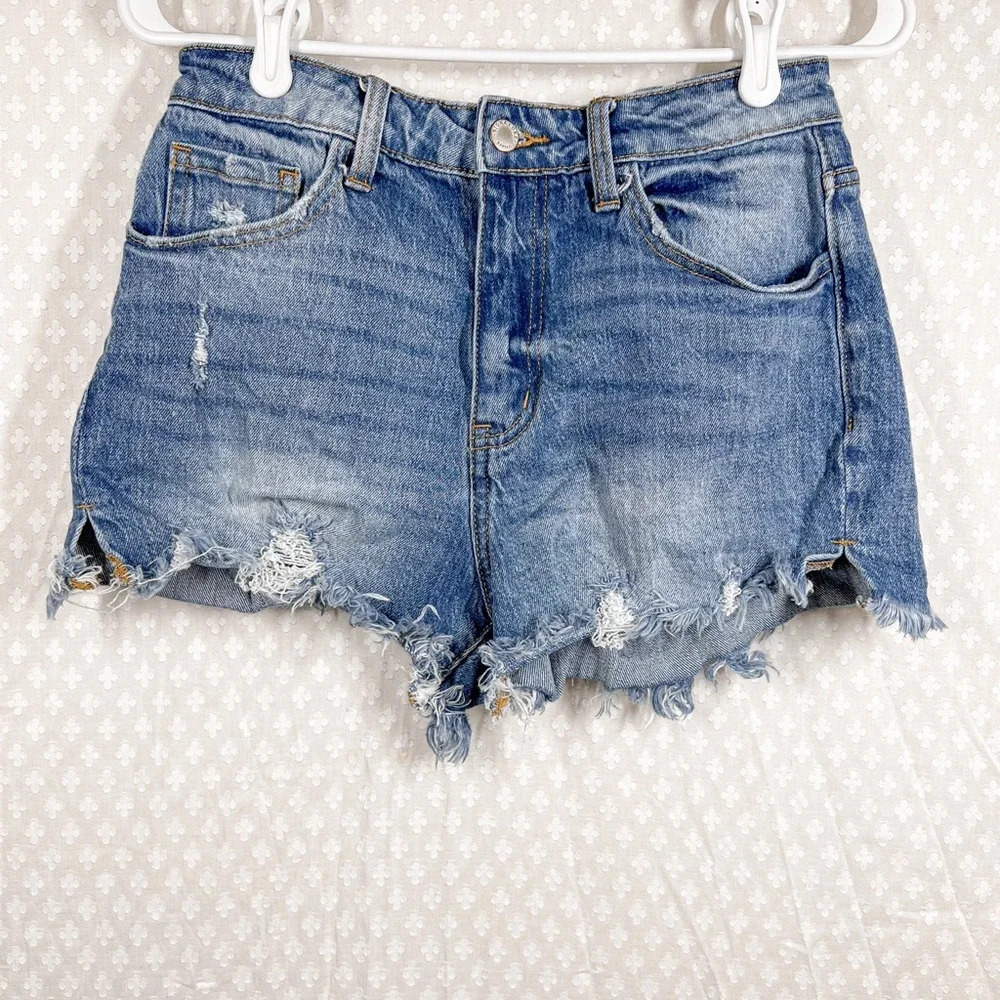 Kancan Ultra High‎ Rise Cut Off Denim Shorts